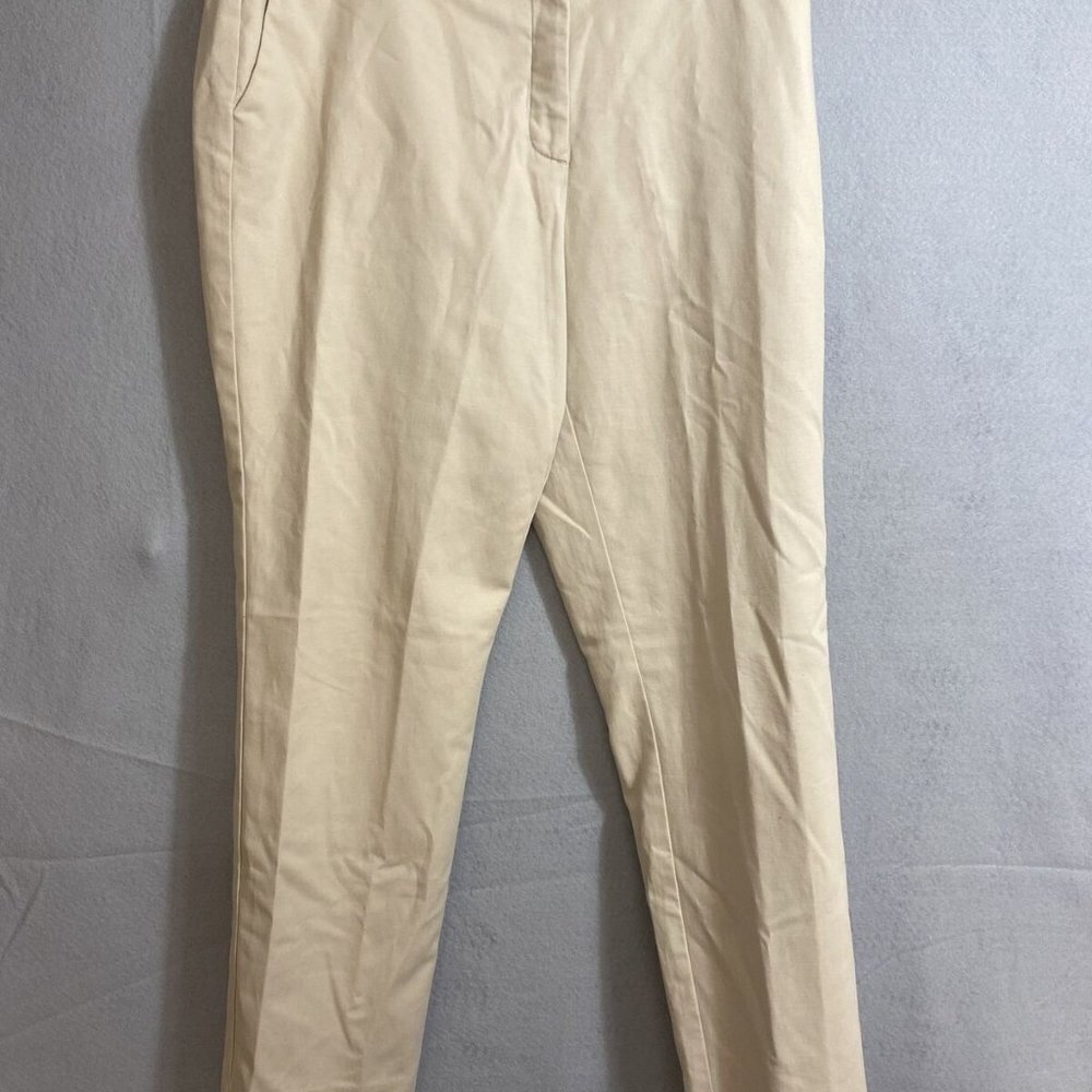 Calvin Klein Straight Pants Stretch Flat Front Women Brown Polyester Blend Sz 12